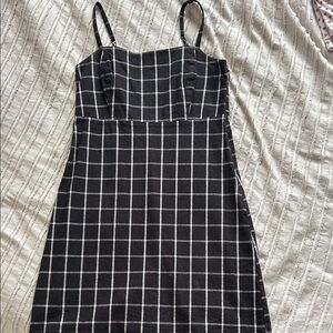 Hollister Black and White Grid Mini Dress